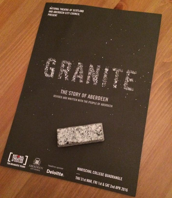 The programme and a wee granite cassie given to the audience after the performance.