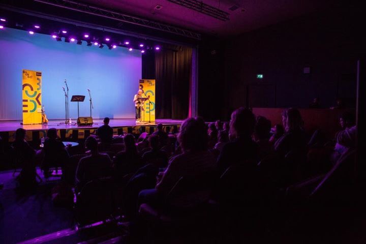 Esther Woolfson reading at Aberdeen Booked Unbound (photo by Lewis Camley)