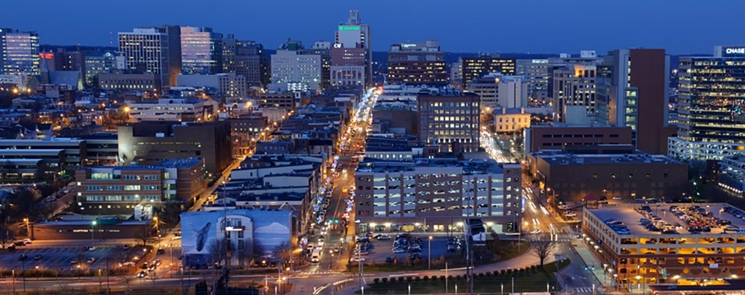 Downtown wilmington de night view