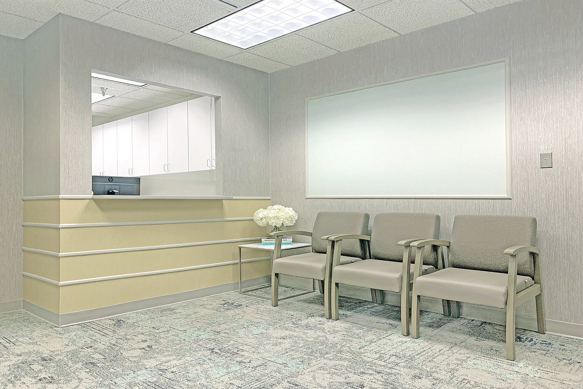 Chiropractic office Reception + Waiting room Design & Renovation