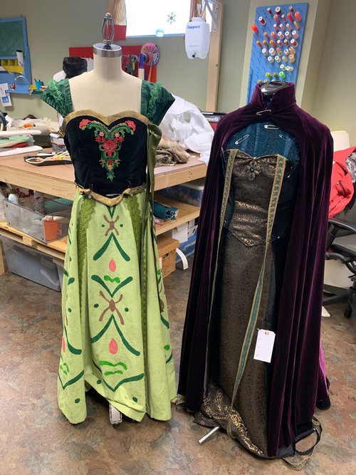 Anna and Elsa's dresses for the Frozen Show