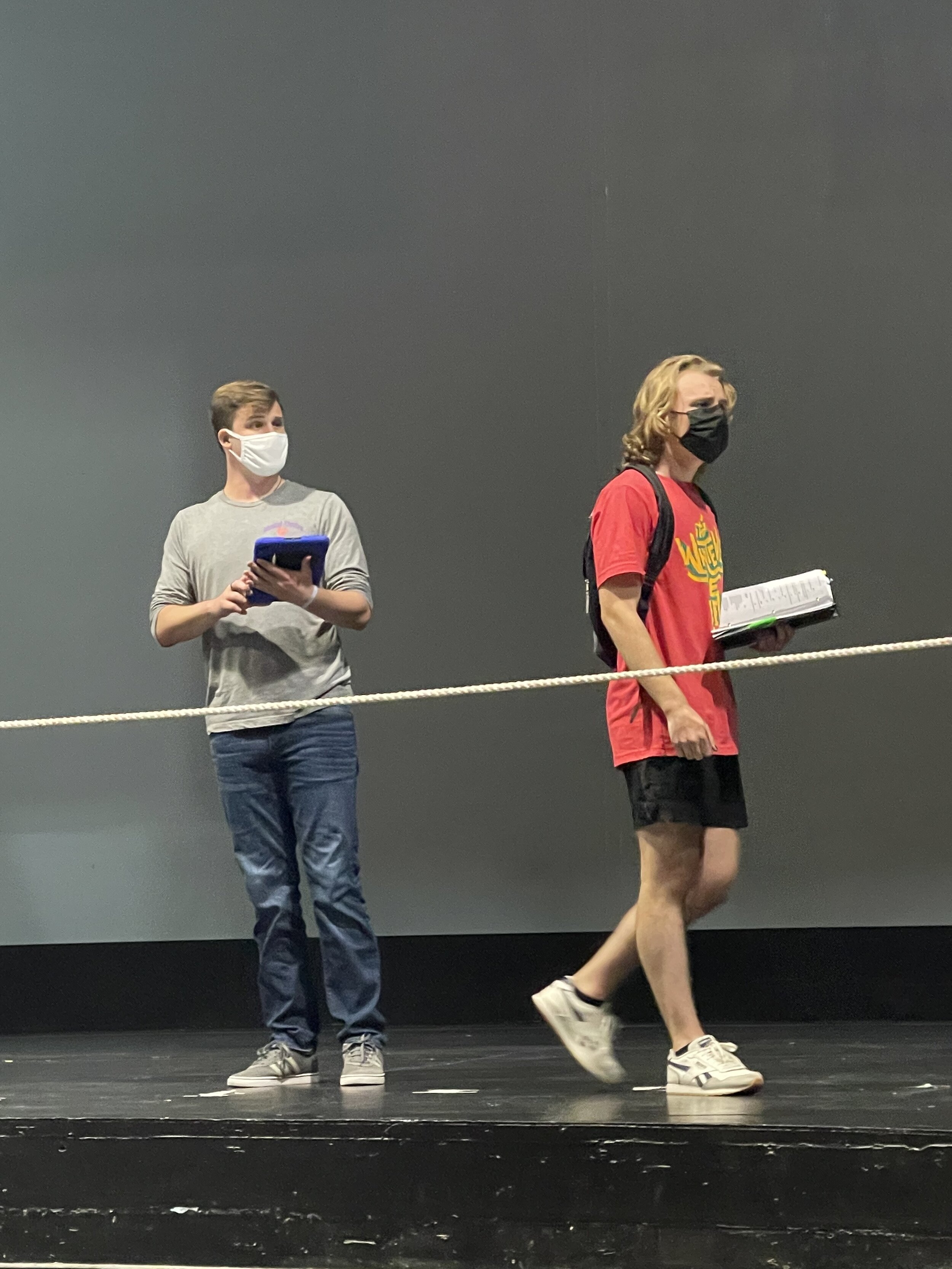 Two actors during the Percy Jackson Show rehearsal