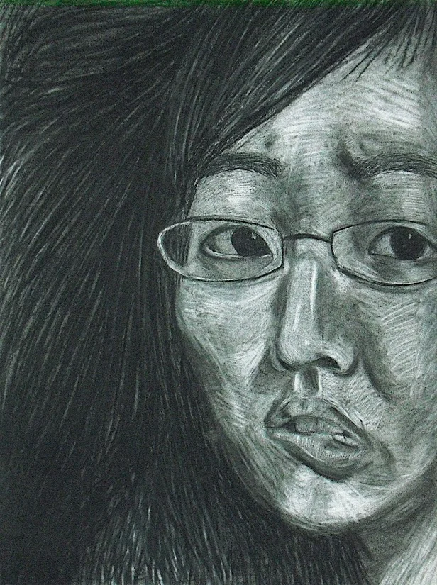  from  Drawing 1, Self-Portrait Reductive Charcoal Drawing   University of Pennsylvania 