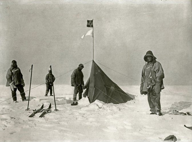 Amundsen as the first man ever to the South Pole December 14th, 1911 was a triumph. Scott also reached the South Pole five weeks later, only to find the Norwegian flag well planted, and even some extra food supplies for him. Because of the much longer time used than planned for, he, unfortunately ran out of food supplies and none of his expedition members made it home. 