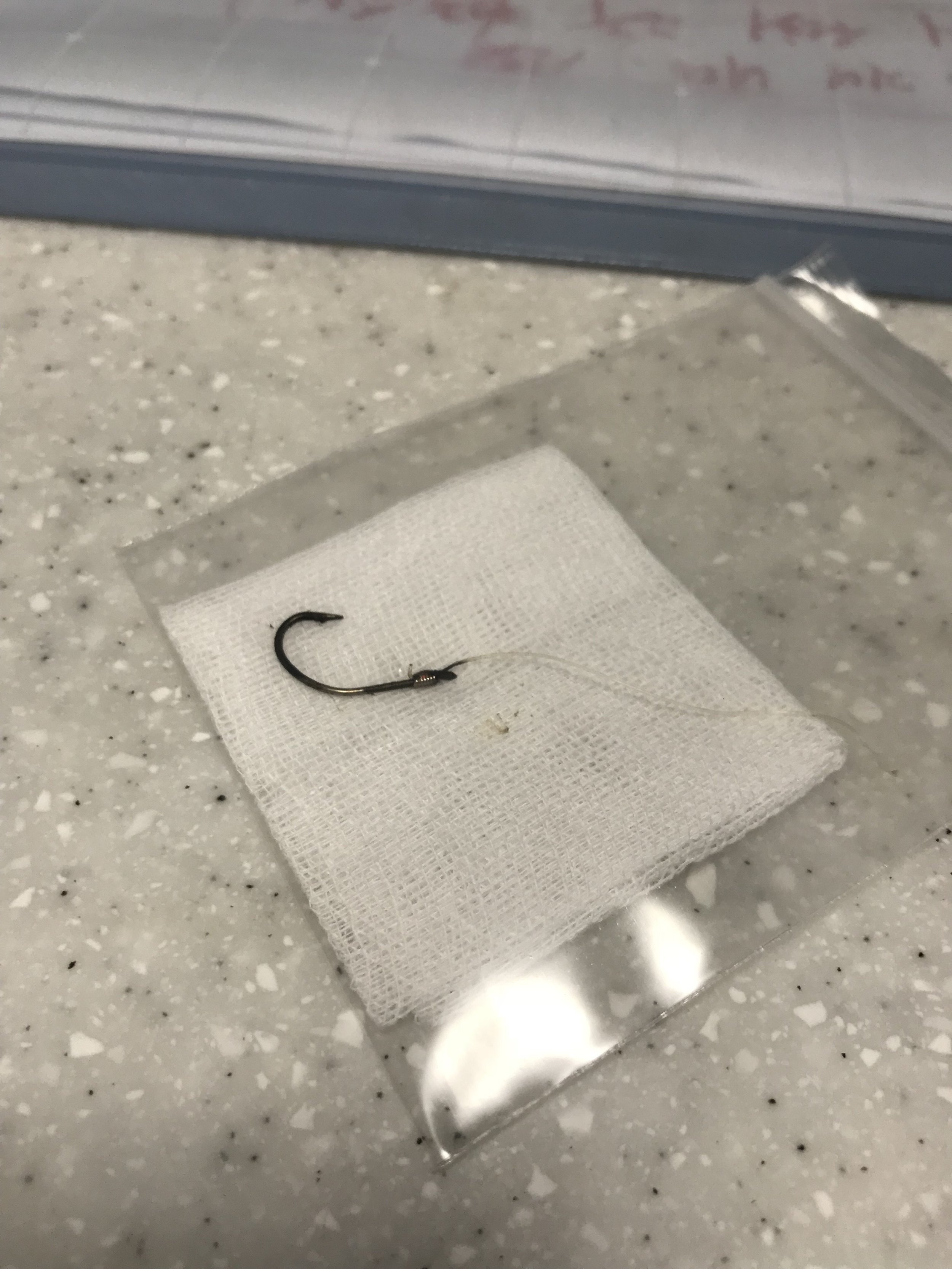 fish hook stuck in Lyla's throat