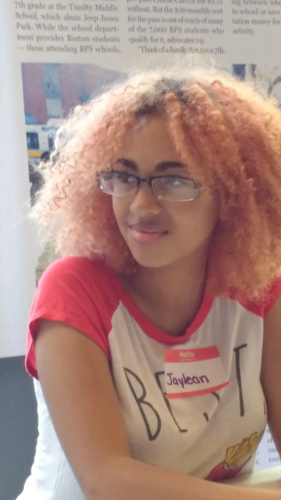 Jaylean Sawyer, a Fenway High School student, spoke about her challenges getting to school without an M7 Pass.