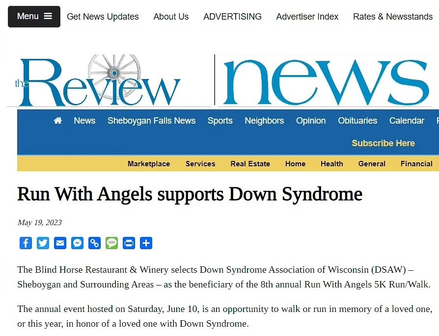 DSAW-Sheboygan's Run with Angels event gets local press coverage 