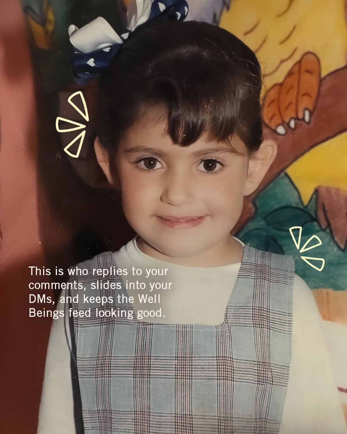 Trend adaptation. Carousel jumping on a viral format for the Well Beings brand, featuring baby photos of the team behind the organization.
