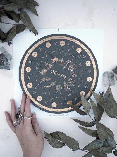 2019 Circular Moon Phase Calendar