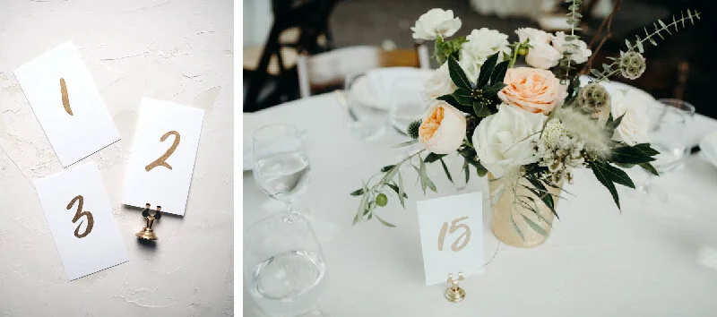 Gold Table Numbers by Bowerbird Atelier // Right Photo by Phil Chester
