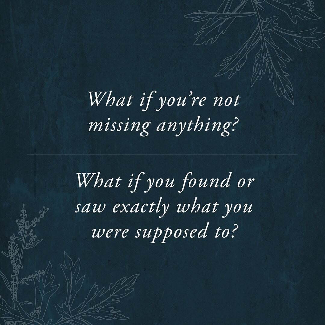 What if you're not missing anything? What if you found or saw exactly what you were supposed to?
{Deep breaths. Close the phone. Stare at a plant. Is it starting to feel like fall where you are?}