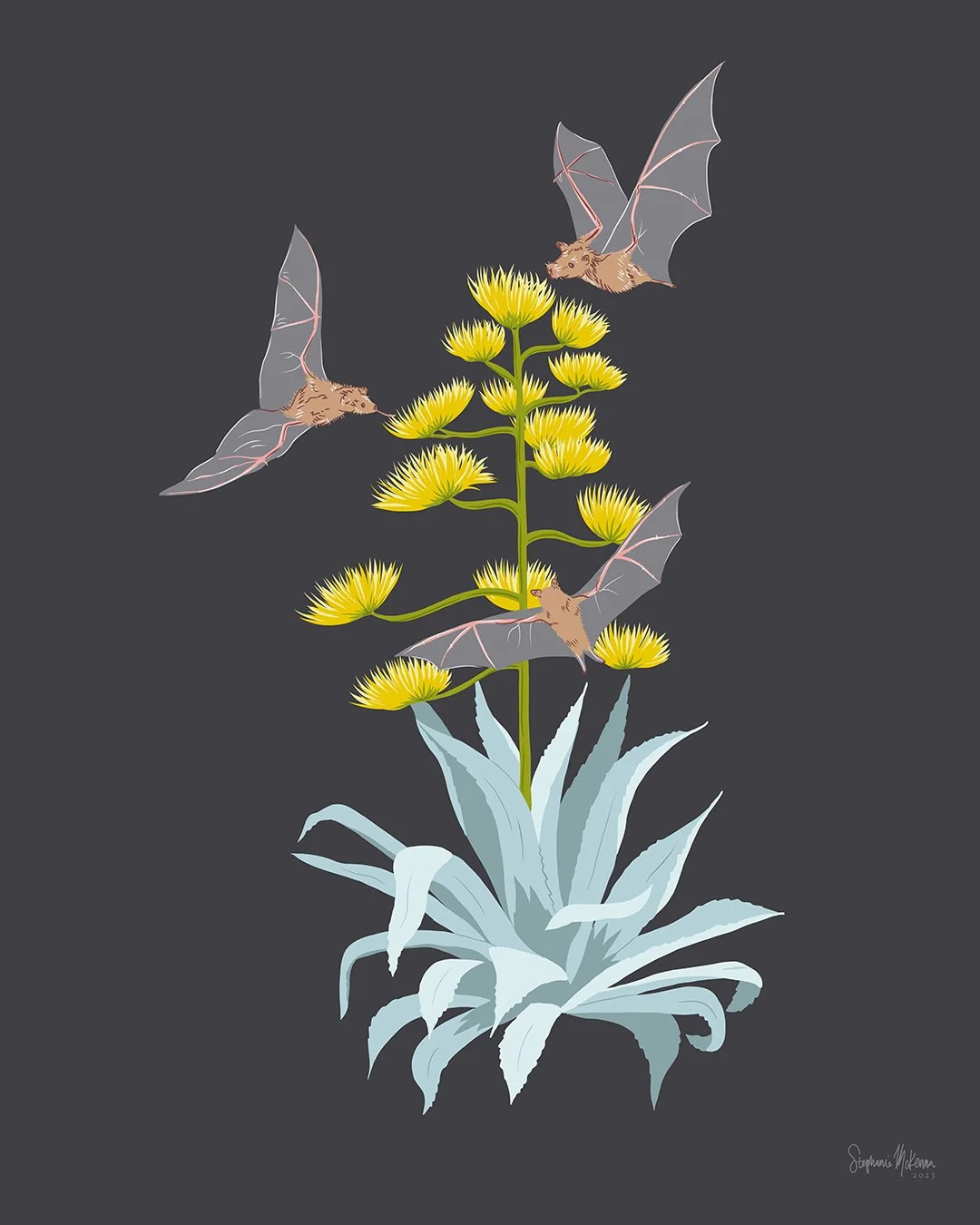 Bat + Agave Print