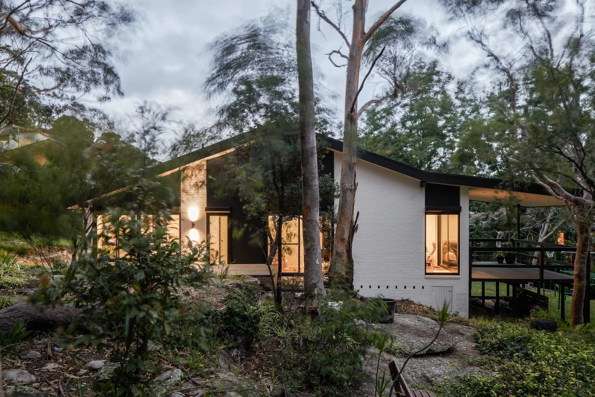 Bushland mid century home renovation in Davidson Sydney with sustainable architecture