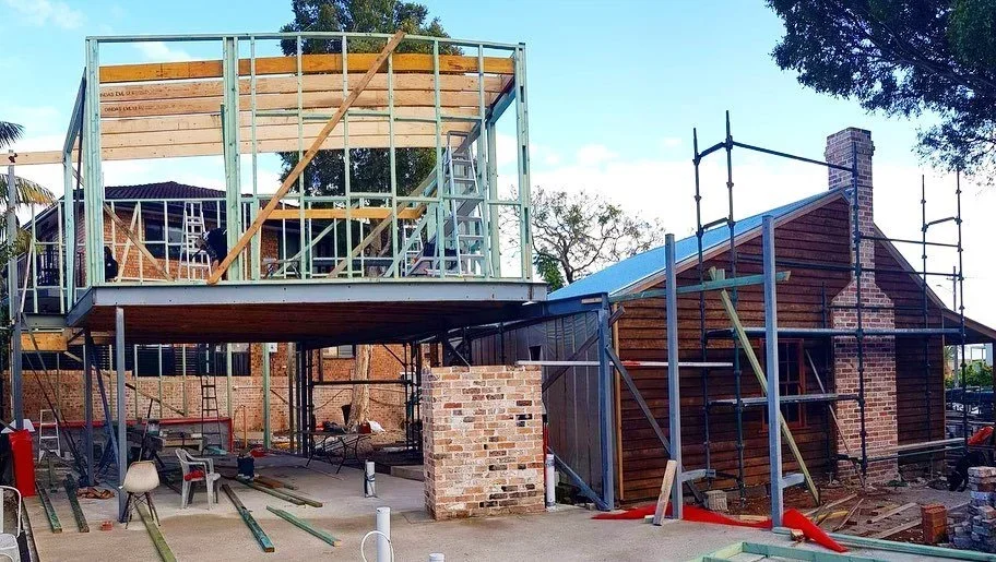 Residential extension construction site Sydney