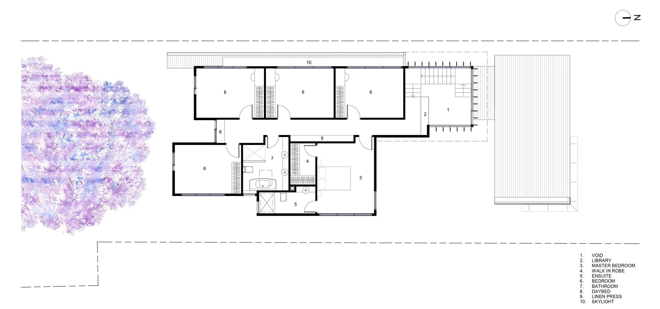 Upper floor plan of family home design