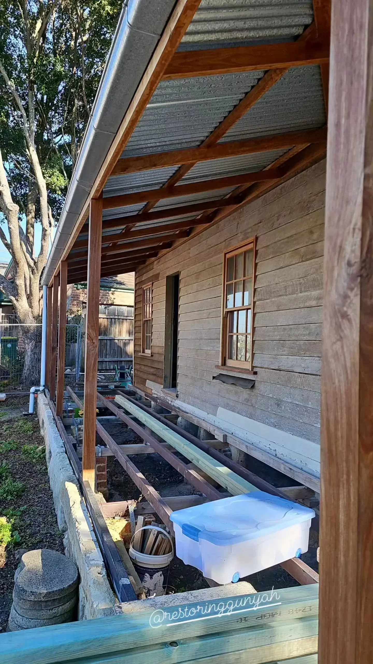 Veranda restoration in historic cottage