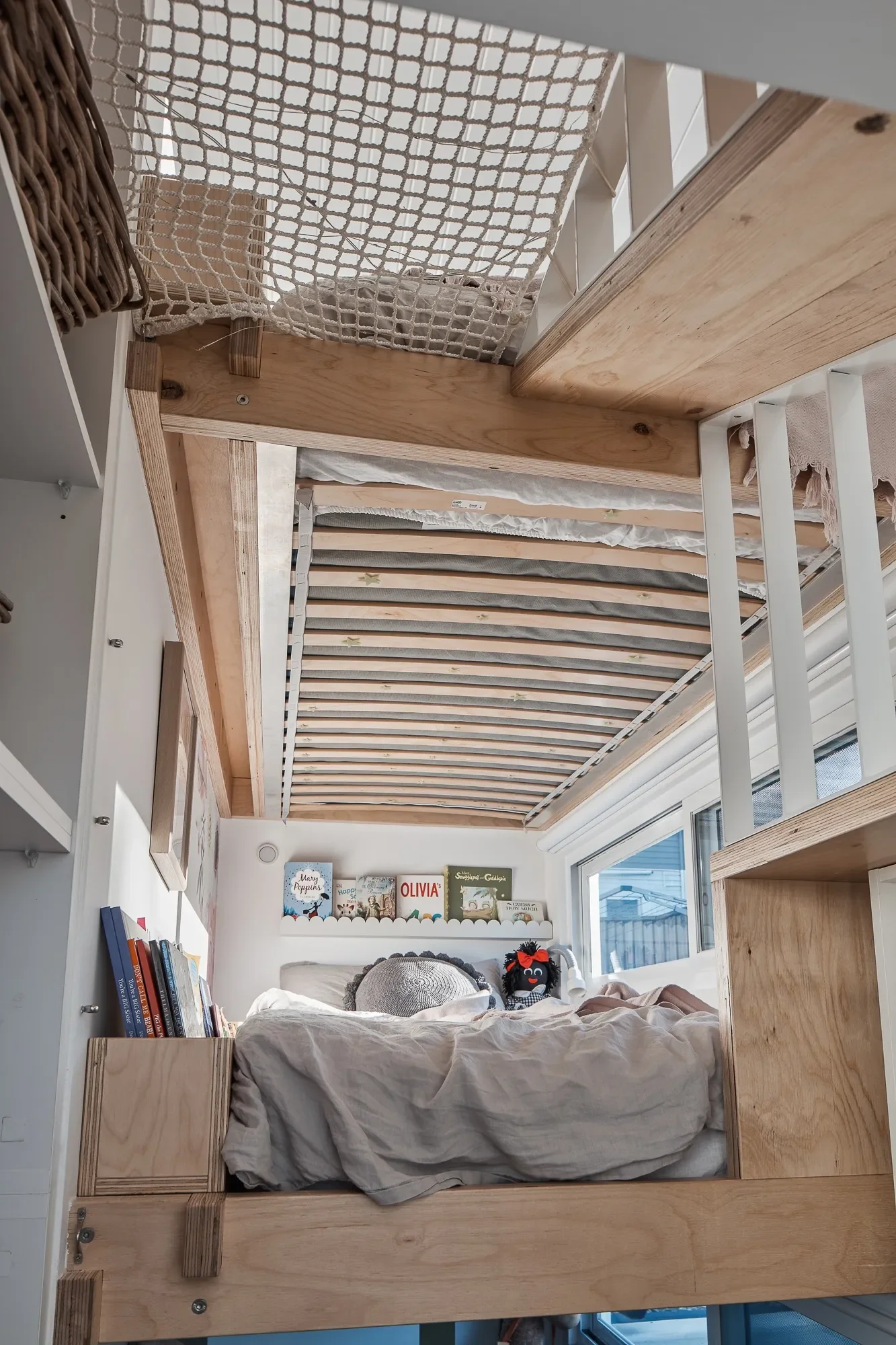 Kids loft bedroom in tiny house