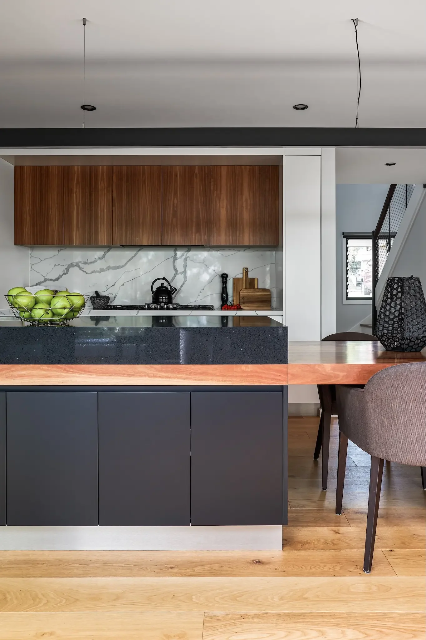 Kitchen island within open plan renovation