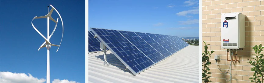 Wind Generator / Photovoltaic Panels / Gas Instantaneous Hot Water Unit