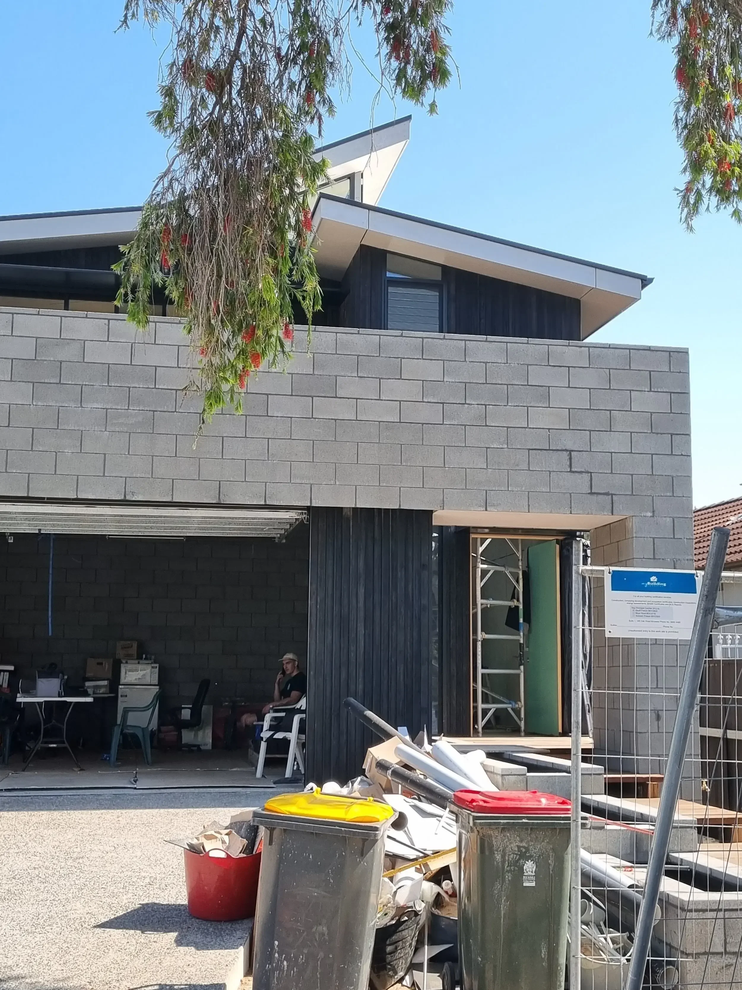 Exposed besser block wall in modern home