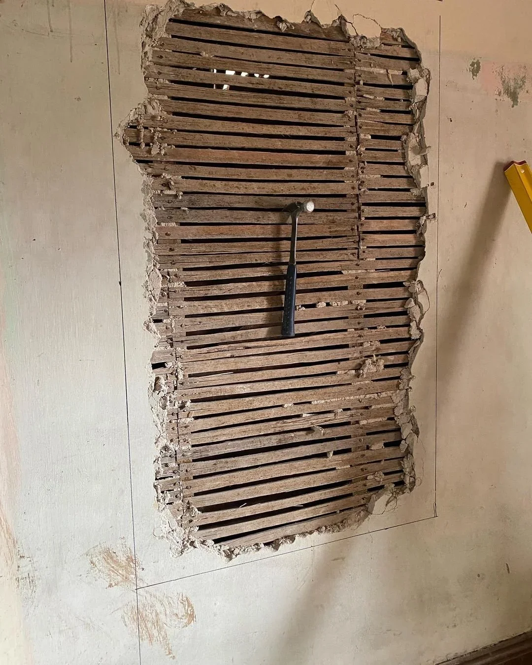 Original wall construction detail in heritage home
