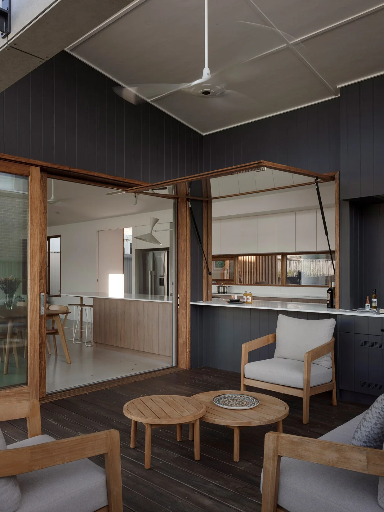 Dining space with natural light and timber finishes