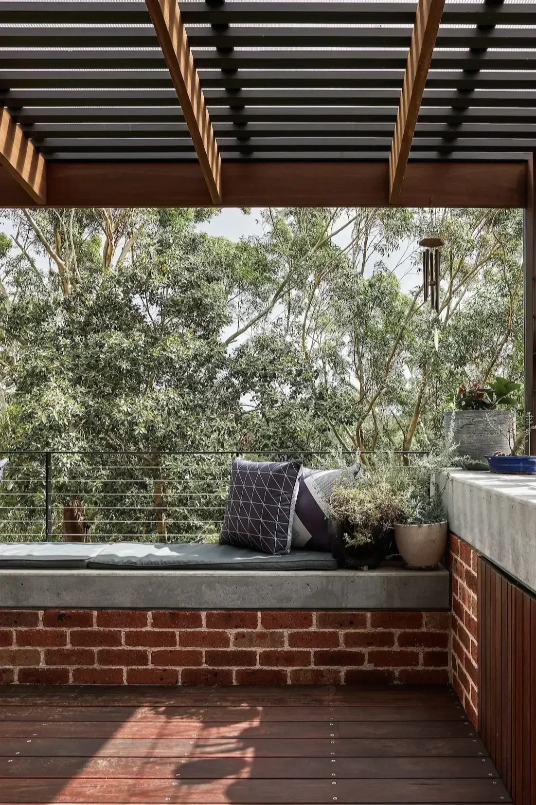 Covered outdoor living space in Cromer home