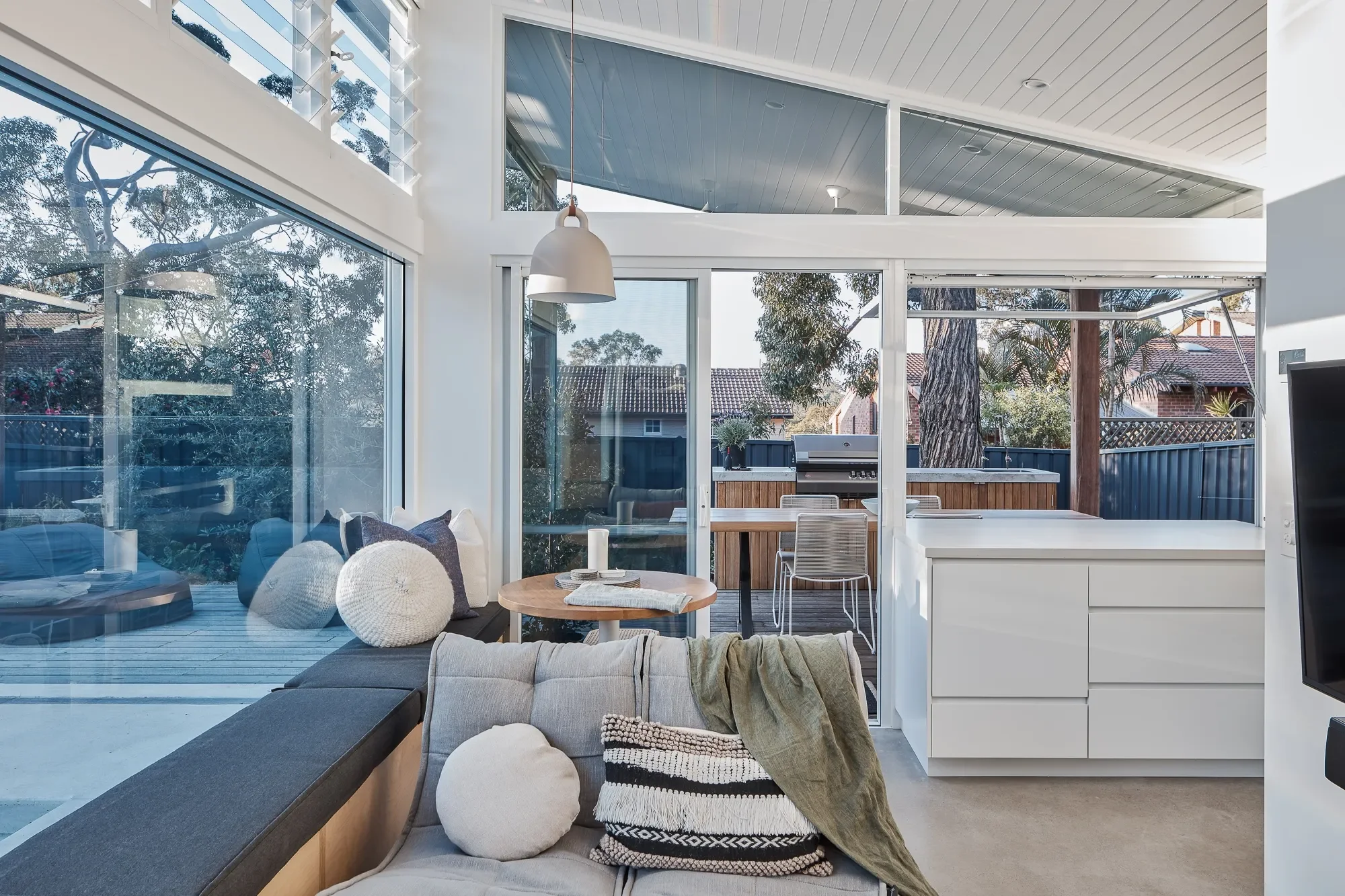 Indoor outdoor living space in tiny house