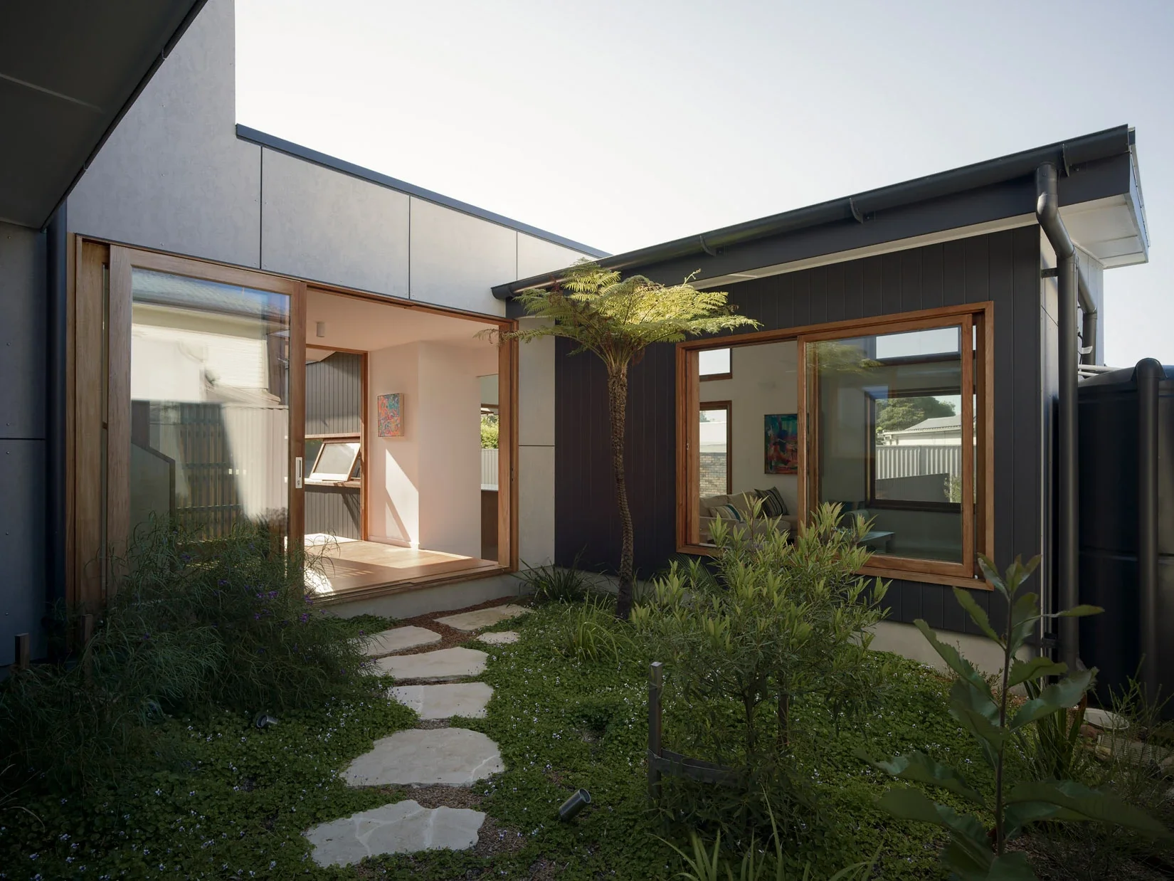 Indoor outdoor living in pavilion-style home