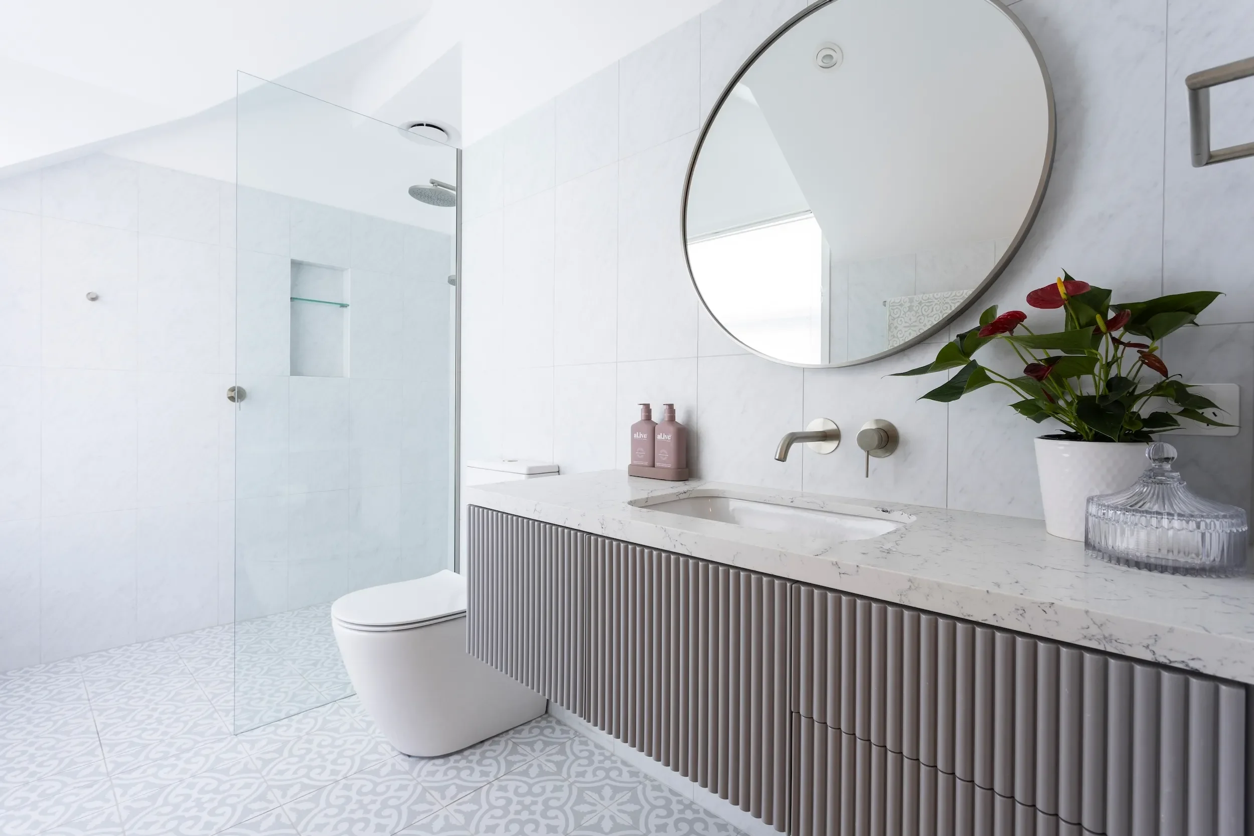 Modern bathroom after renovation in coastal home