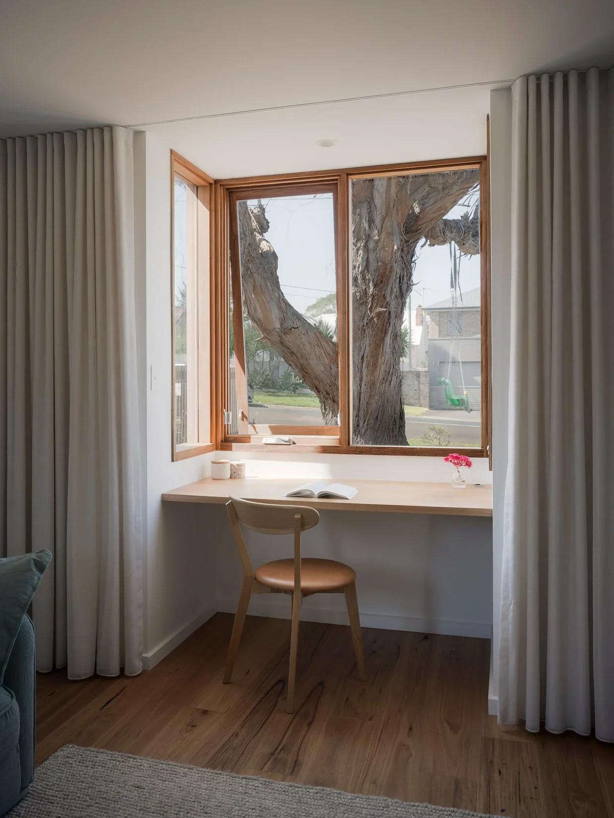 Custom window remote office designed to maximise natural light in Gordon home renovation