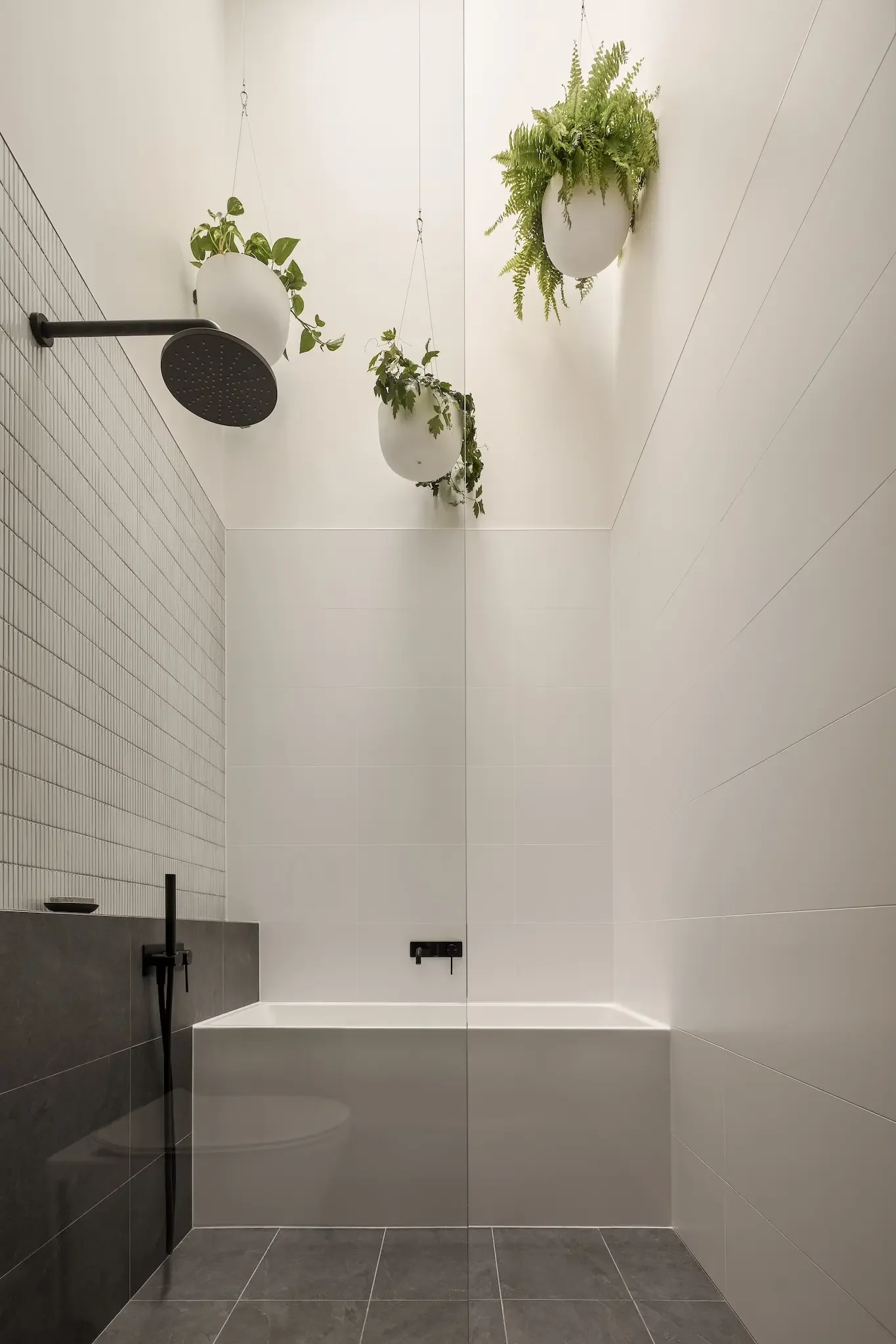 Shower detail with black fixtures