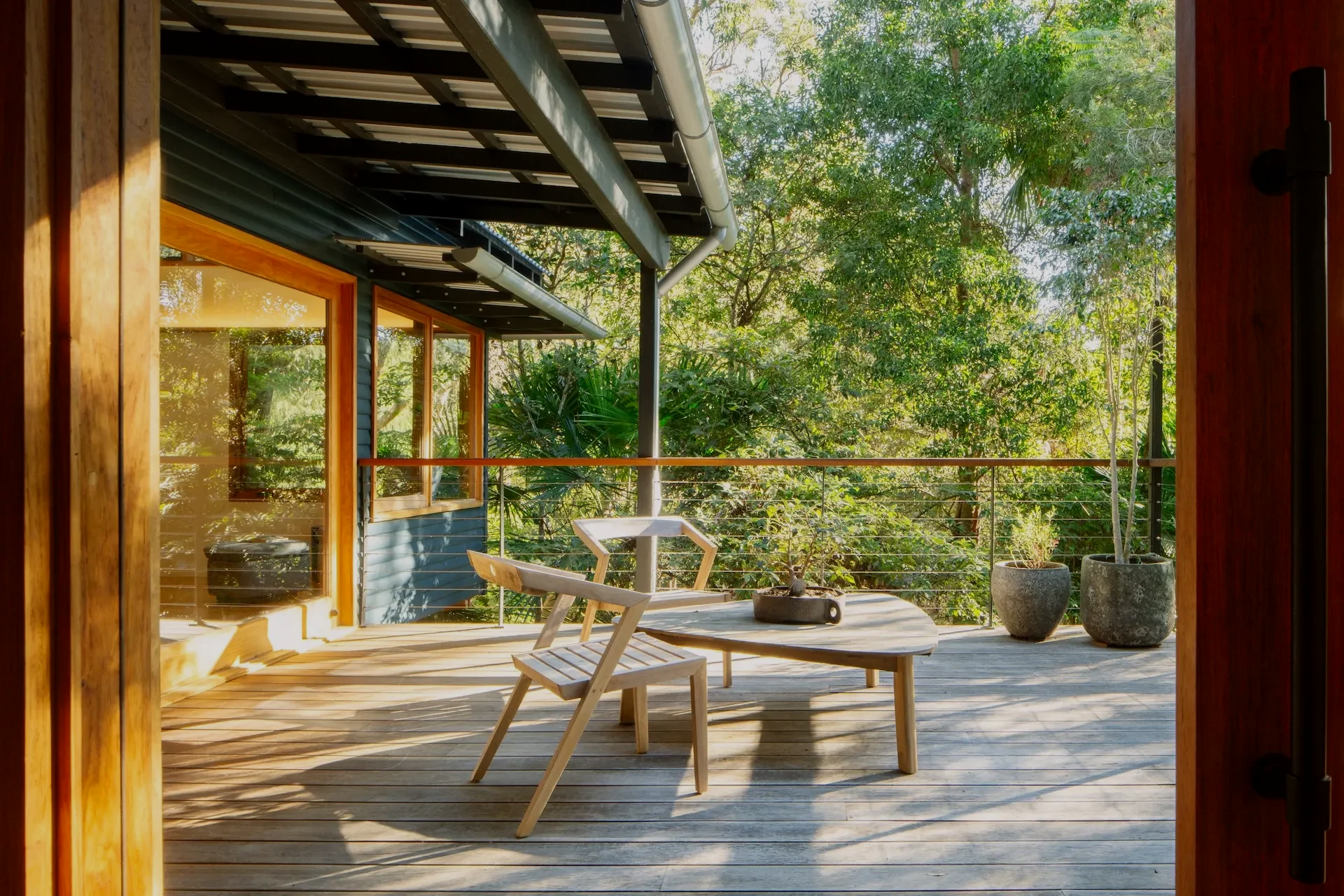 Outdoor living area in Davidson bushland home