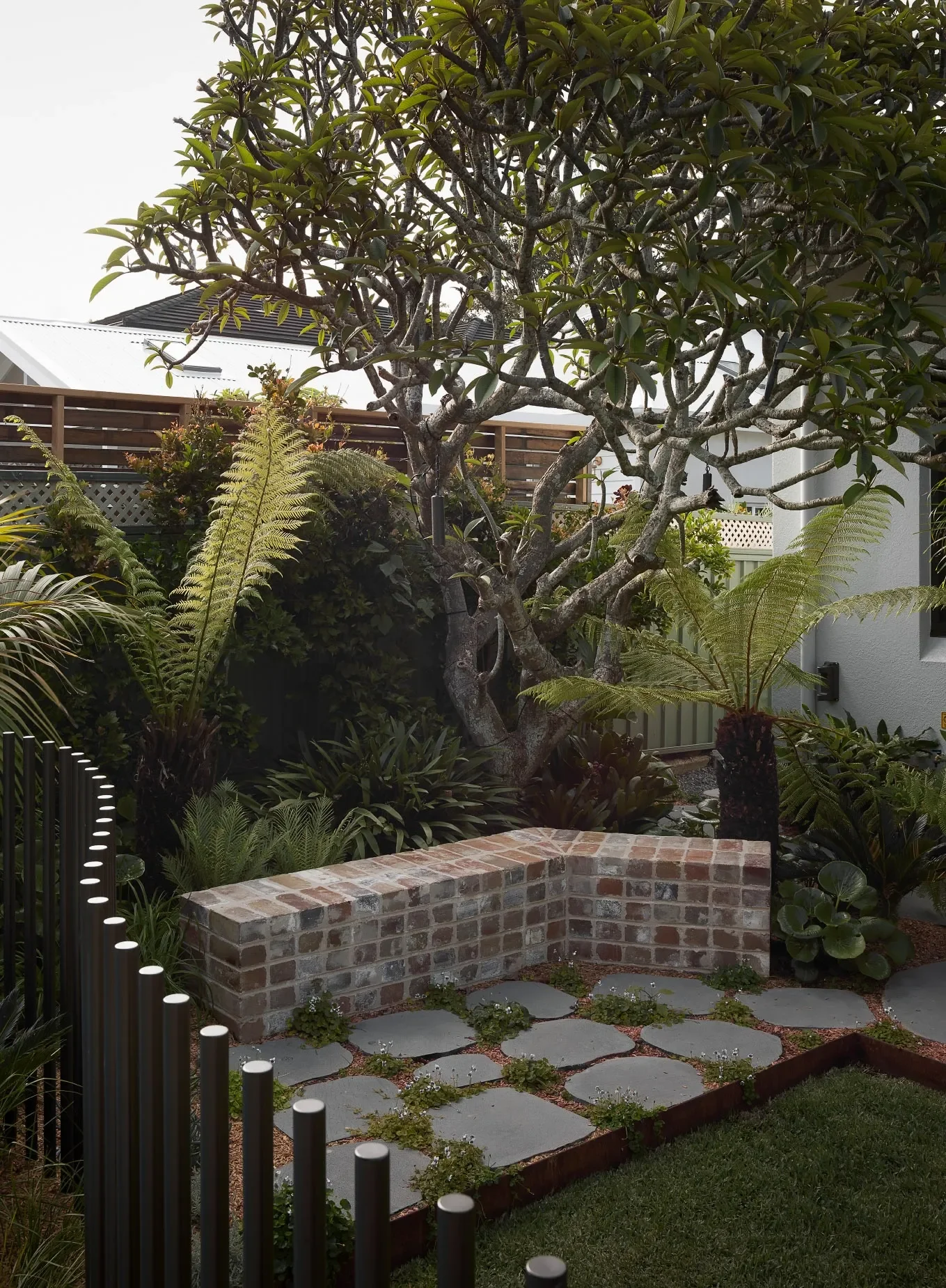 Backyard with plunge pool and cabana