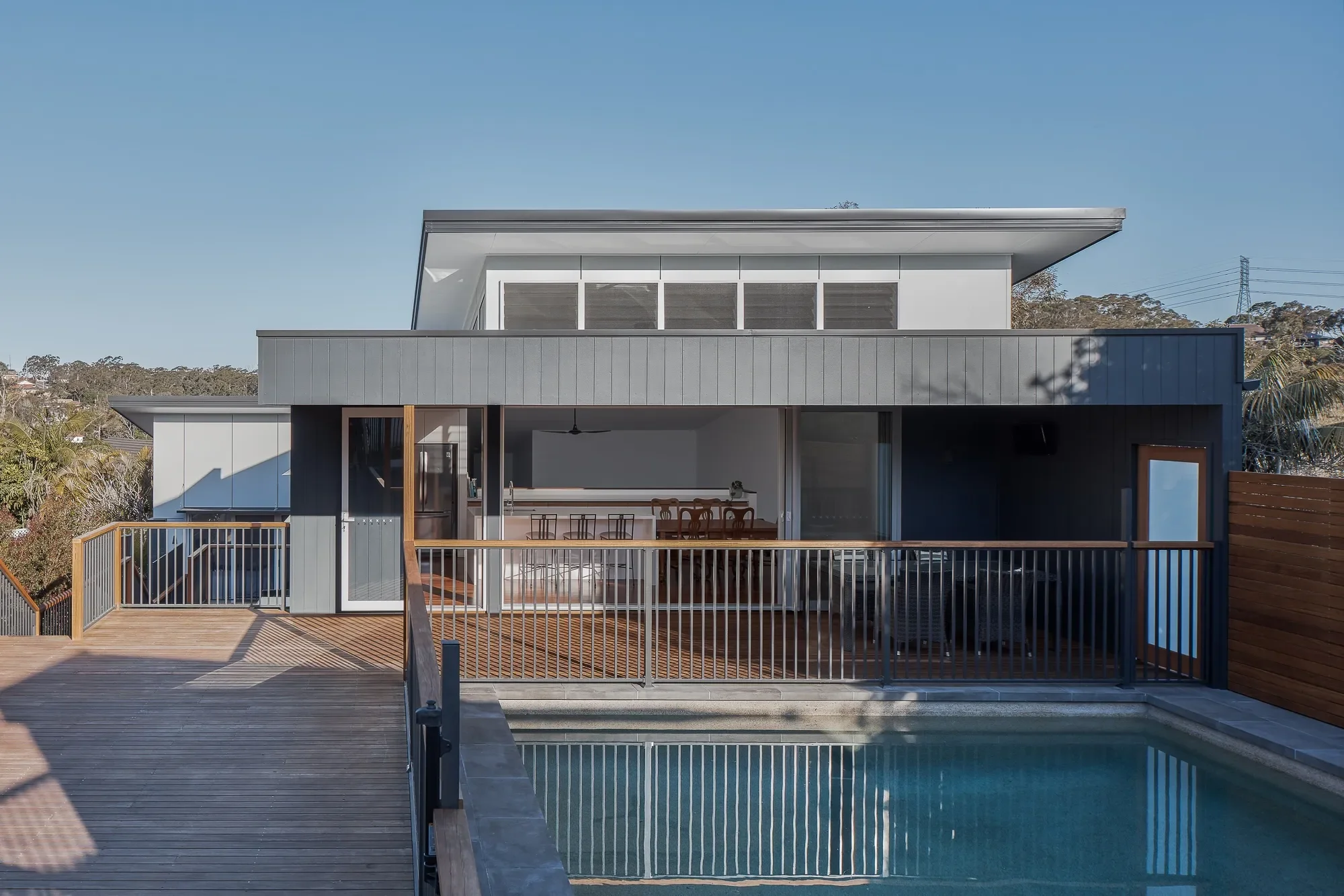 Modern extension on sloping site house