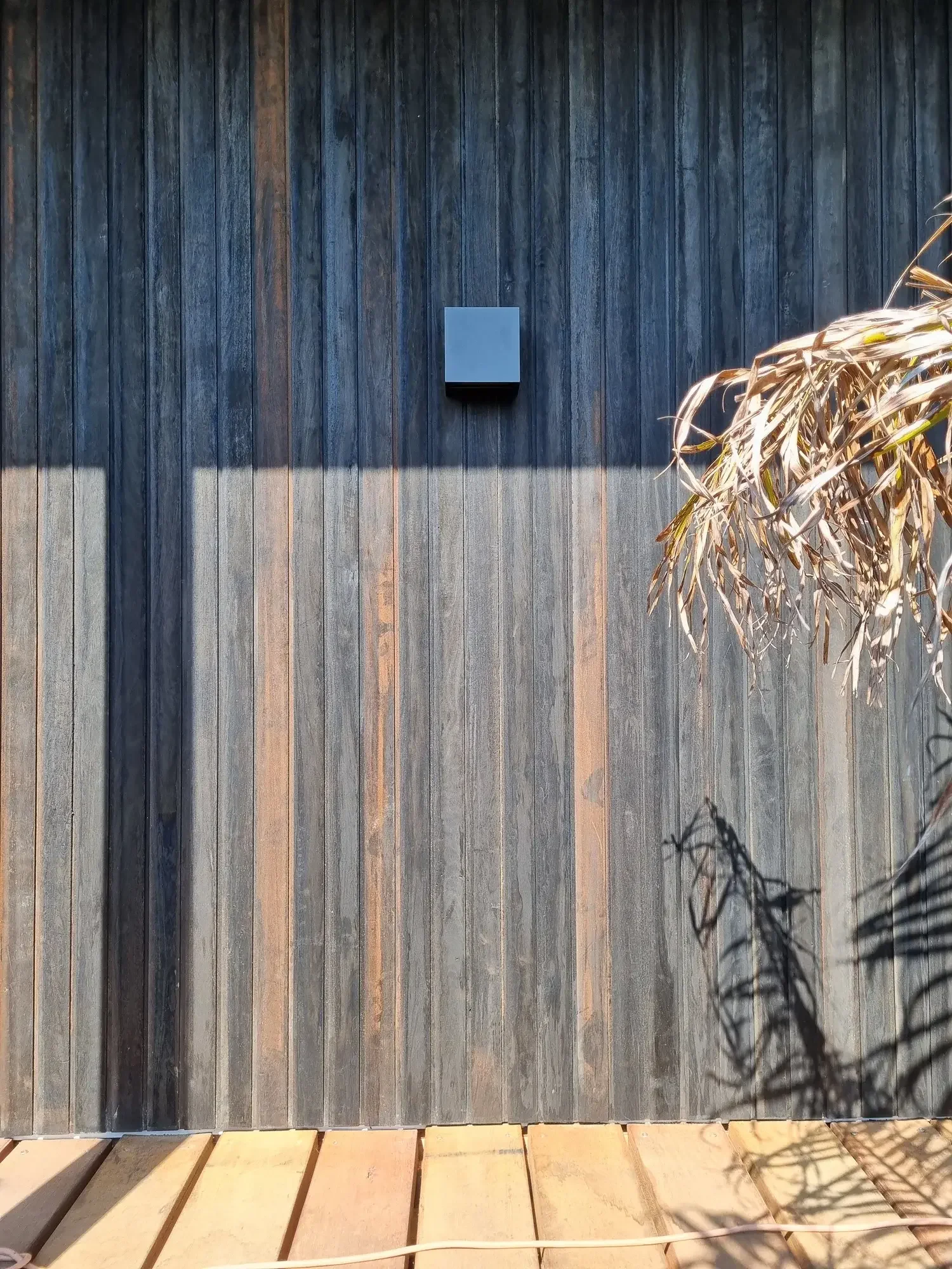 Charred timber cladding detail on house