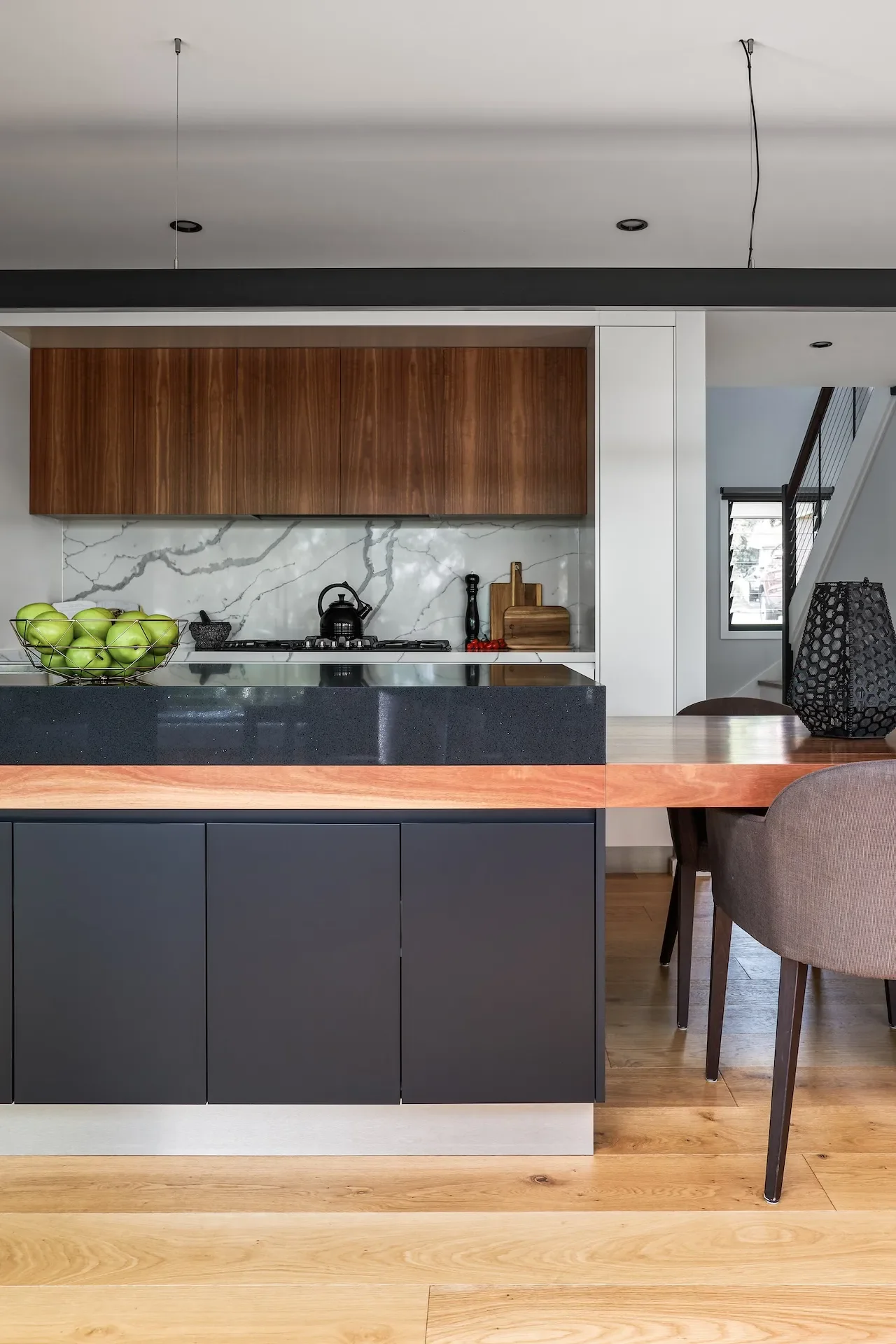 Modern kitchen renovation with timber and stone finishes in a Gordon home