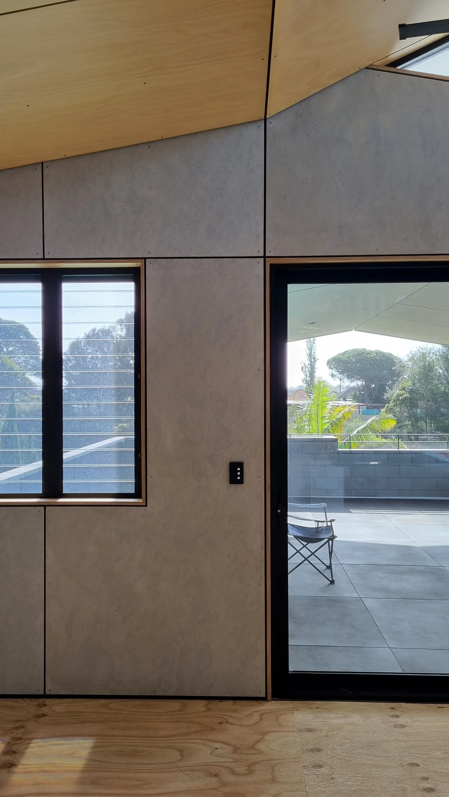 Plywood interior lining in sustainable home