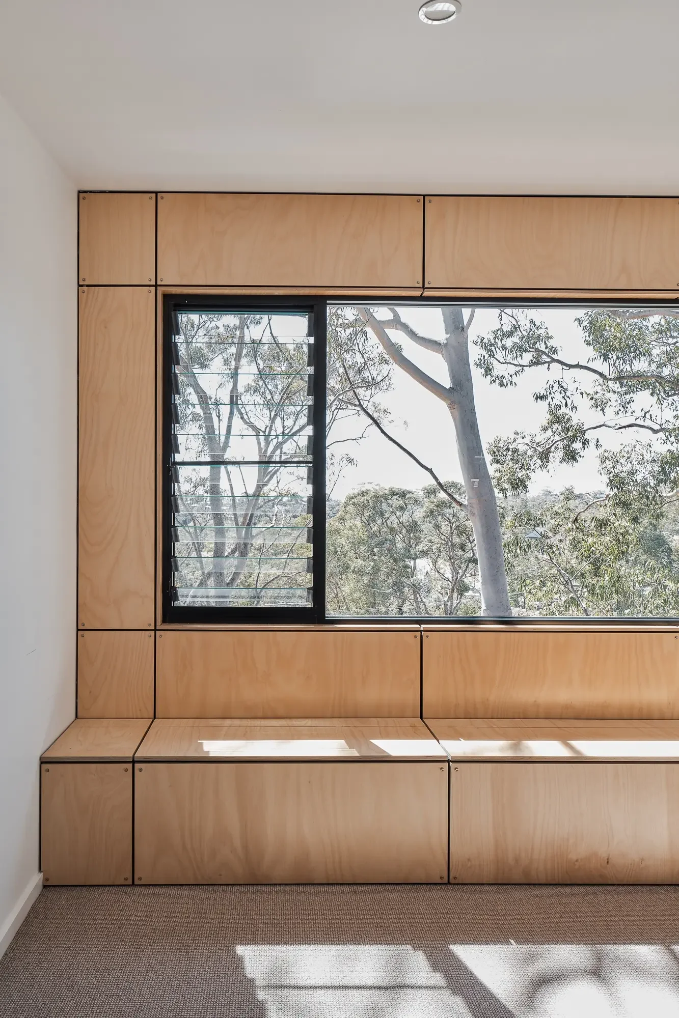 Timber window seat in Upper North Shore residential home