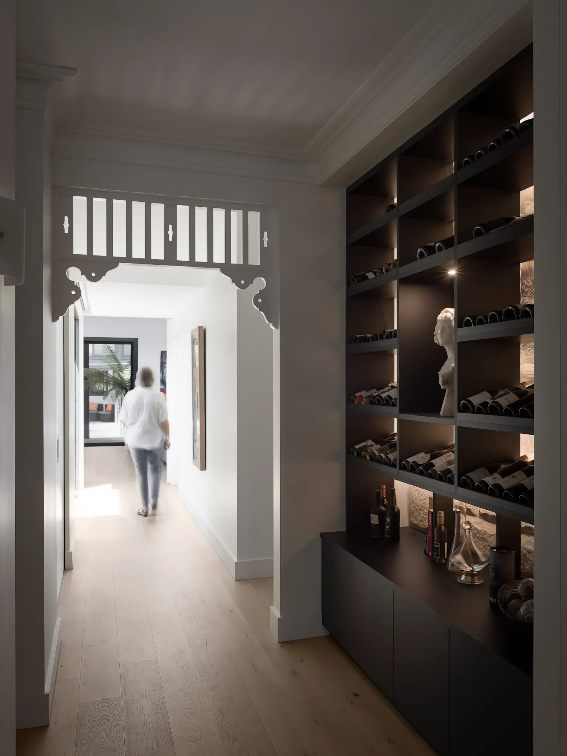 Interior renovation in Gordon featuring natural materials and custom storage joinery