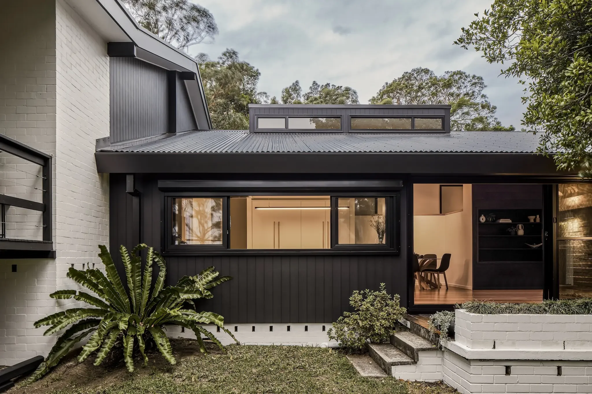 Renovated house facade in bush setting
