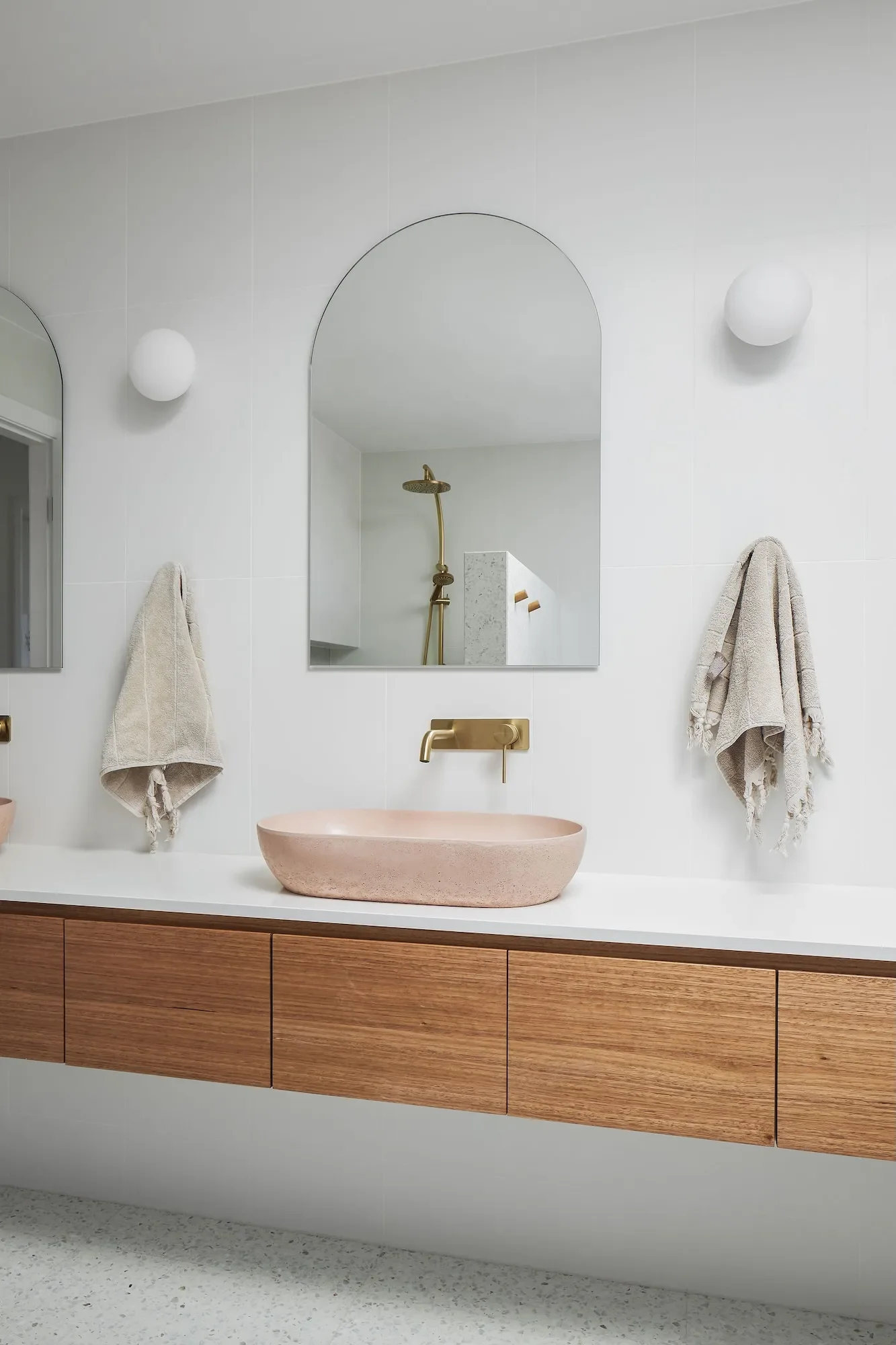 Modern bathroom design in dual occupancy dwelling