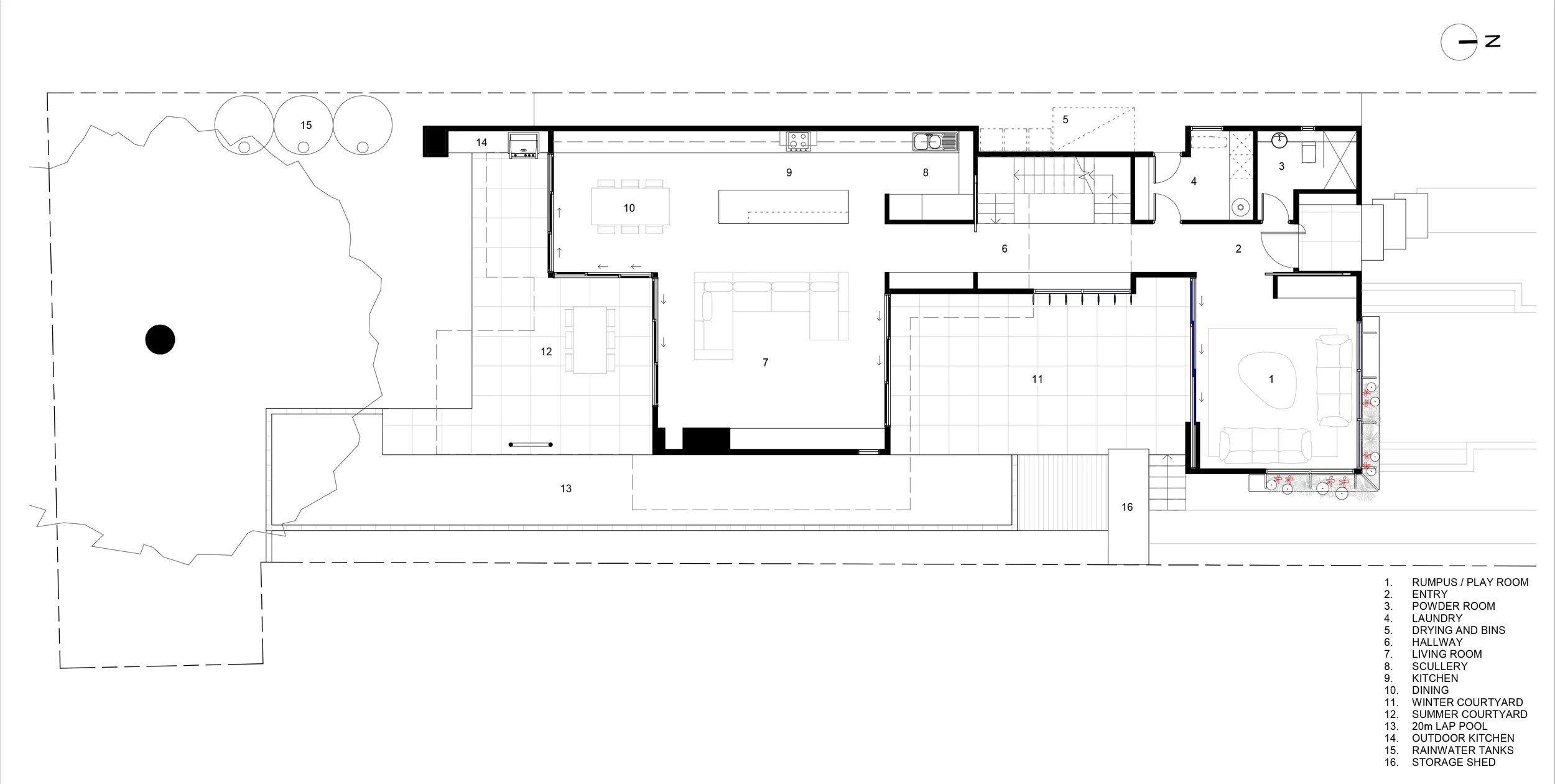 Ground floor plan with central courtyard layout