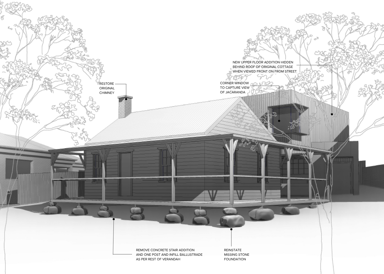 Architectural drawing of heritage extension