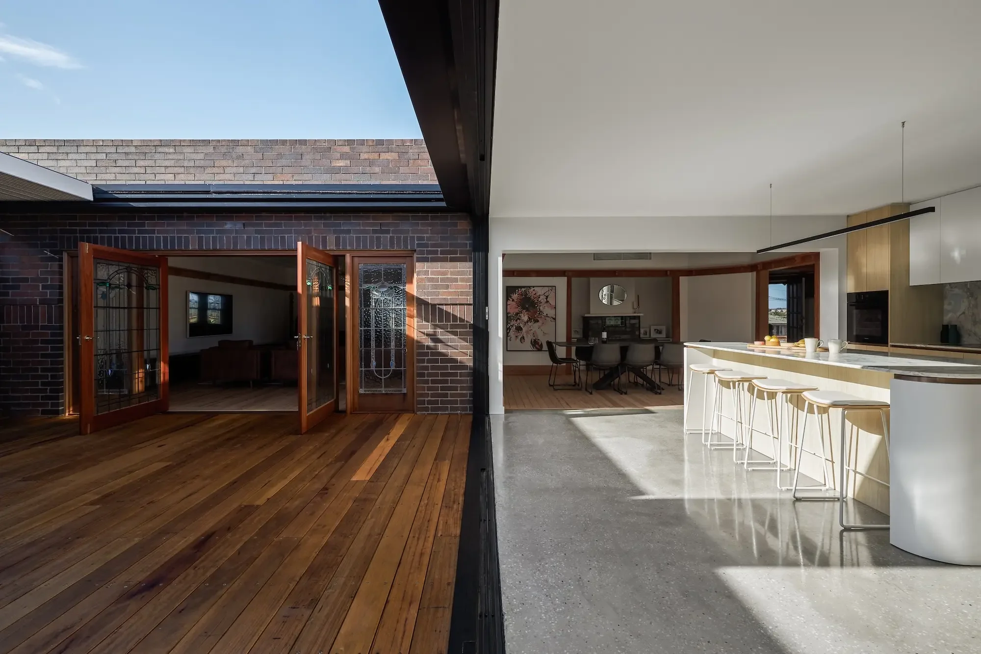 Timber deck outdoor living space in Upper North Shore heritage home