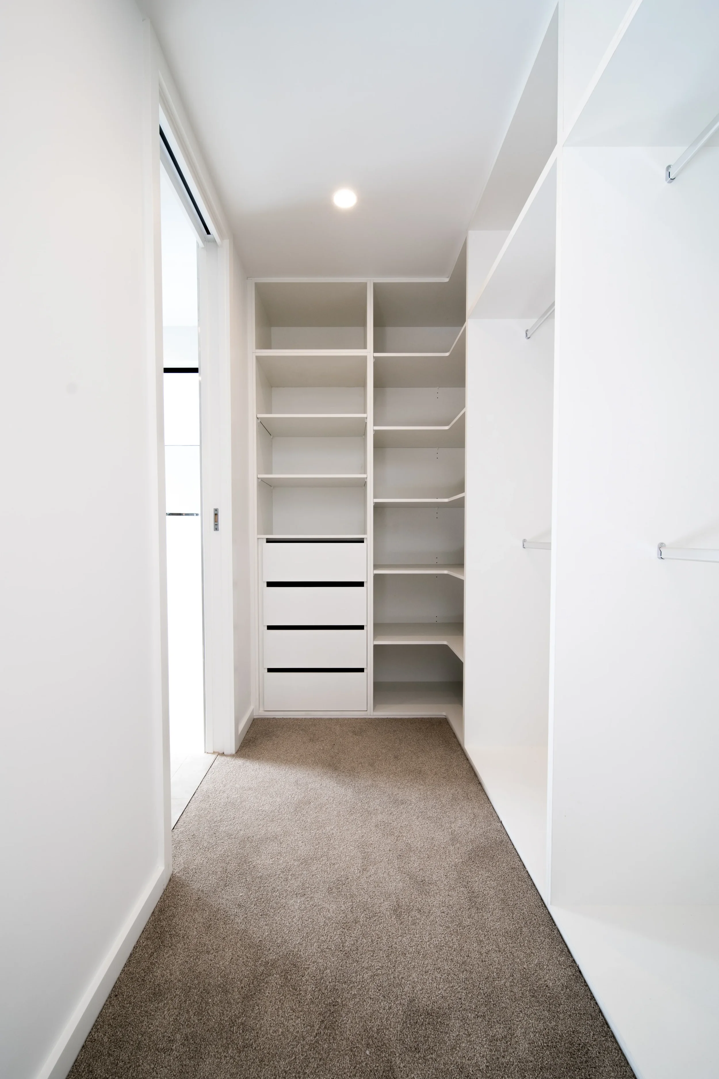 Custom closet in modern duplex interior