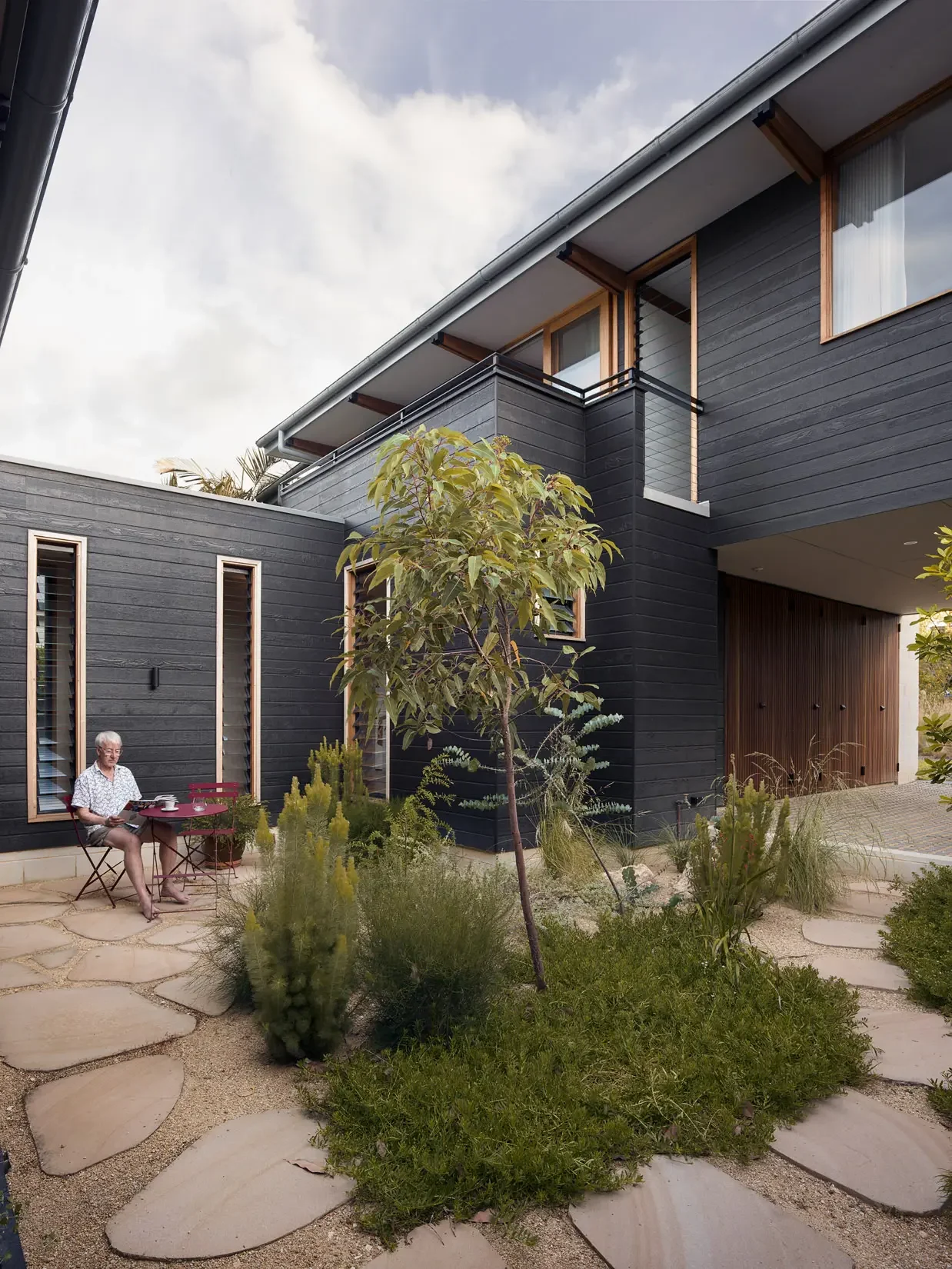 Contemporary new eco home with clean geometric design