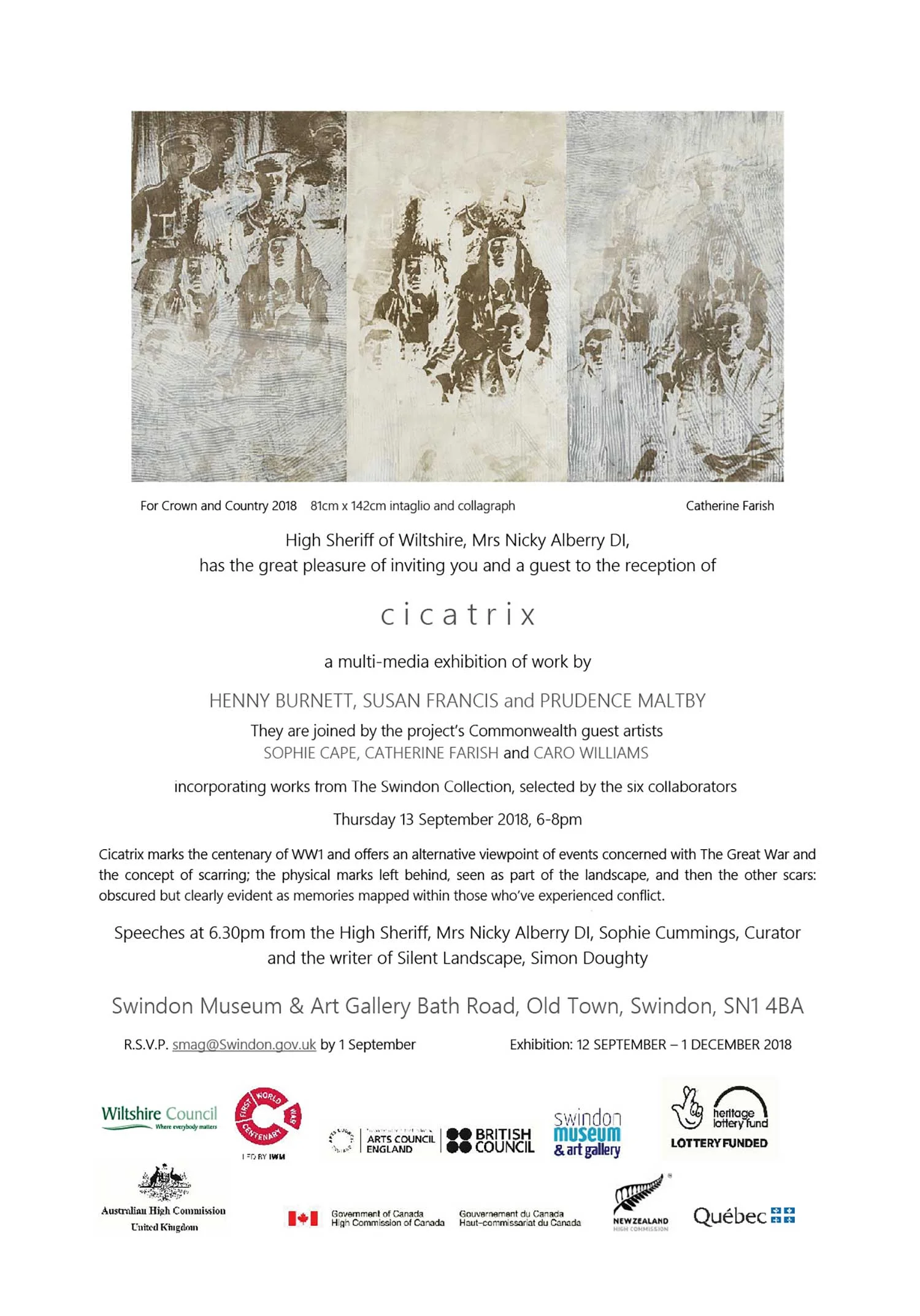 CICATRIX Exhibition at the Swindon Museum & Art Gallery 12 September to 1 December 2018 Opening 13 September 6-8pm