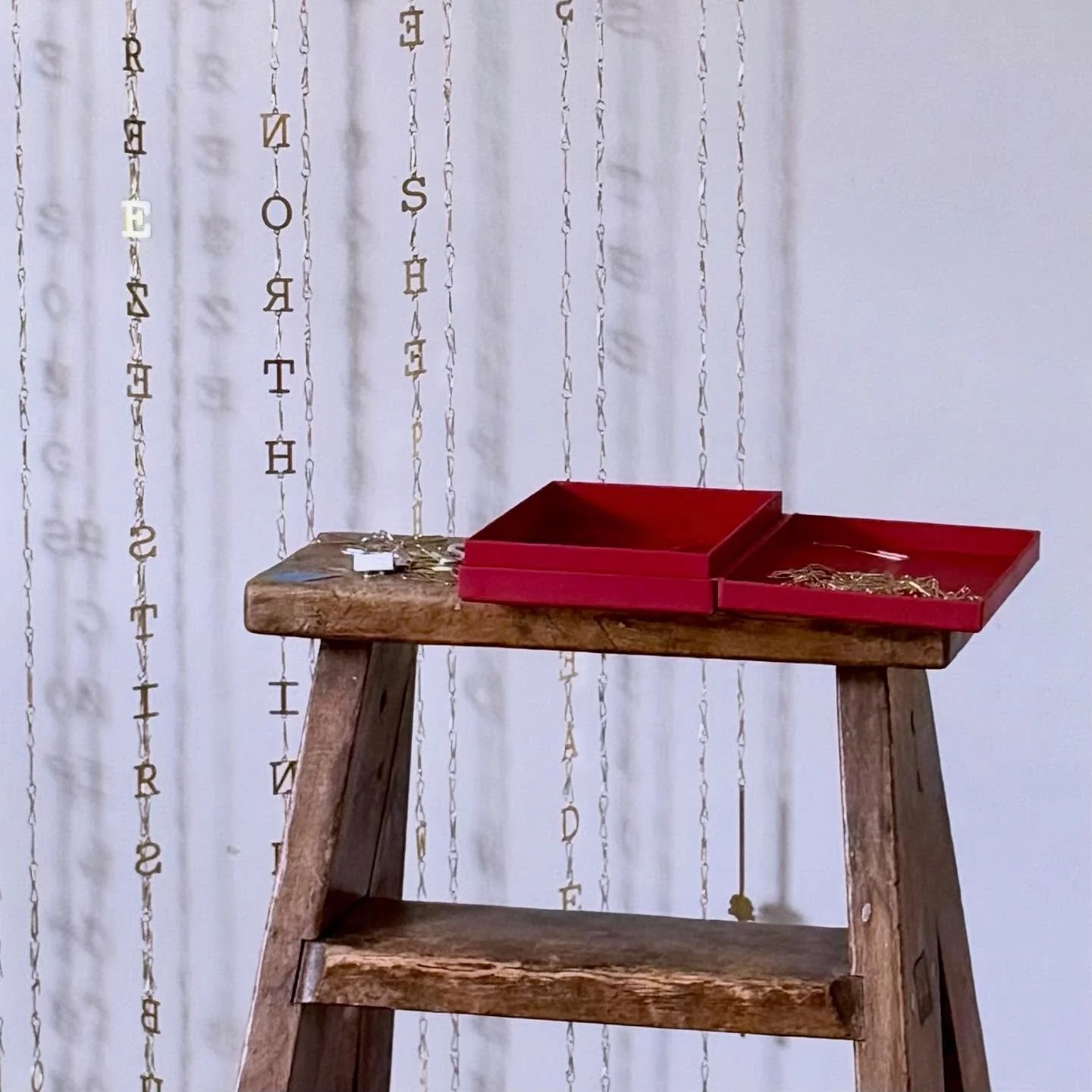 IN THE STUDIO
Work in progress &ndash; threading words together for my site-specific installation &lsquo;In the Shimmering Air&rsquo;, soon to be shown with @wellsartcontemporary at the beautiful @wells_cathedral.

📍 Wells Cathedral &nbsp;🗓 8 Oct &