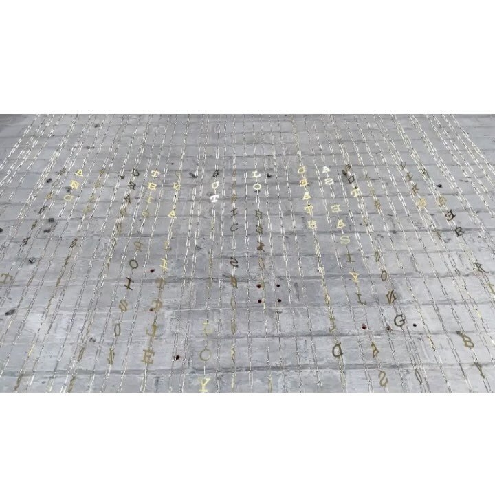 Song Only Dropped
Poem, brass text and lark song notes, paper clips, audio track (Poem in lark song Morse code).
Video 1 with thanks to @bob_mytton
Video 2 with thanks to @juliebrixeywilliams

Inspired by poetry and birdsong, my installation features